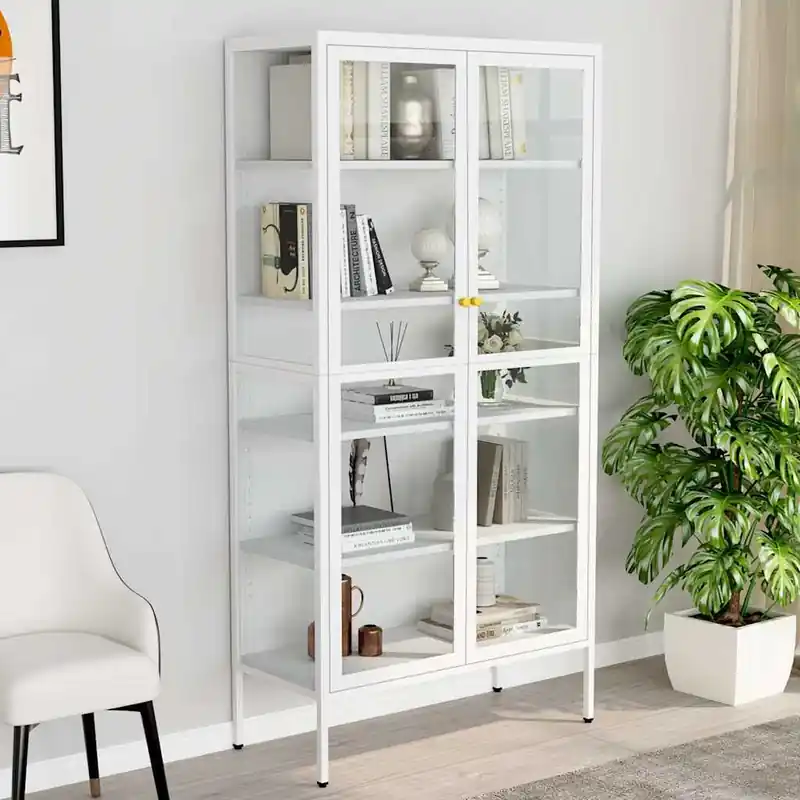vidaXL fehér acél és edzett üveg vitrin 90 x 40 x 180 cm Népszerű