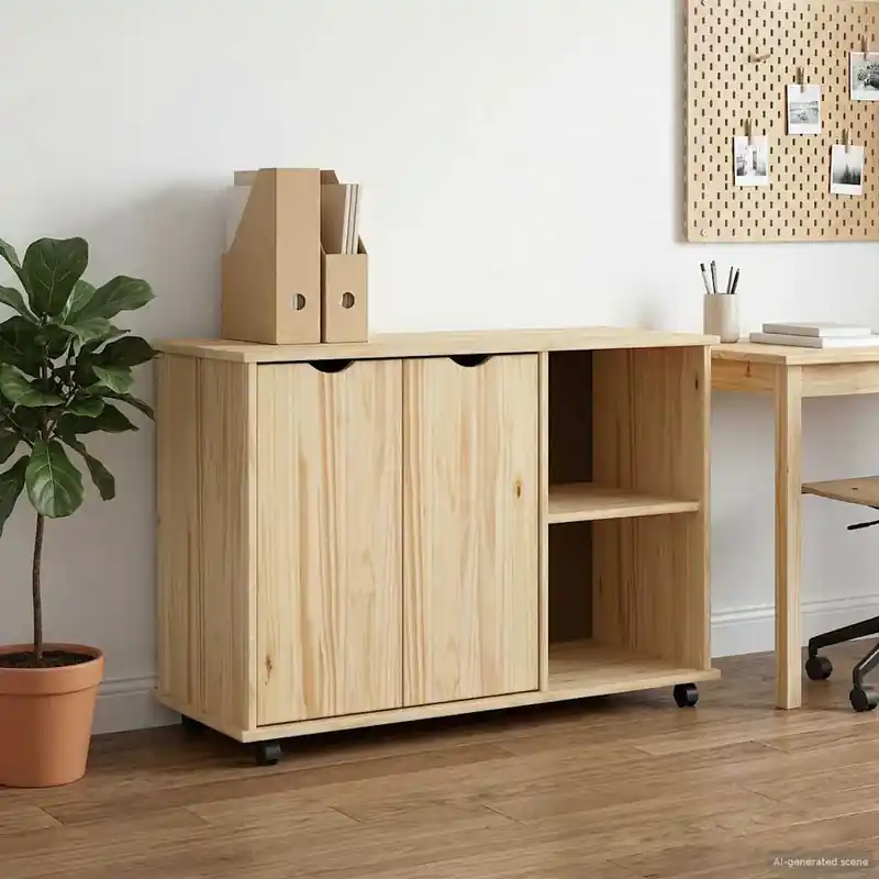 vidaXL Görgős szekrény kerékkel Barna 100 x 39 x 65,5 cm Tömör fenyőfa Legnépszerűbb
