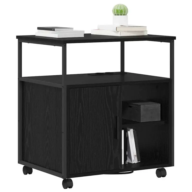 Alacsony ár vidaXL Szekrény Töltőállomással Fekete tölgy 61 x 46 x 67 cm Faanyag