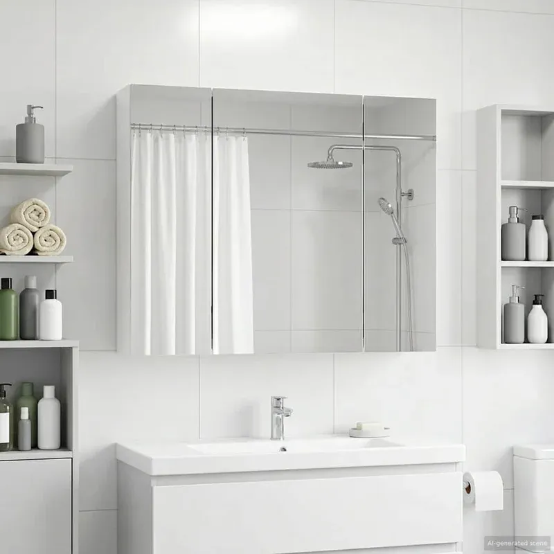 vidaXL Fürdőszobai tükörszekrény Fehér 60 x 14,5 x 50 cm Faanyag Kedvezmény