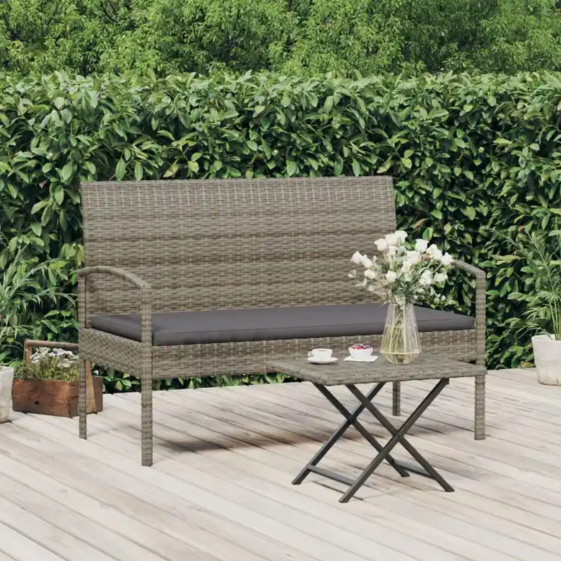 vidaXL szürke polyrattan kerti pad párnával 105 cm Ne maradj le