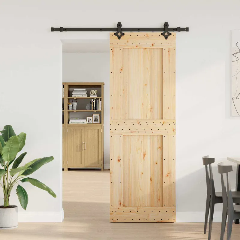 vidaXL Csúszó ajtó NARVIK Természetes és Fekete 80 x 210 cm (152,5 cm) Expressz szállítás