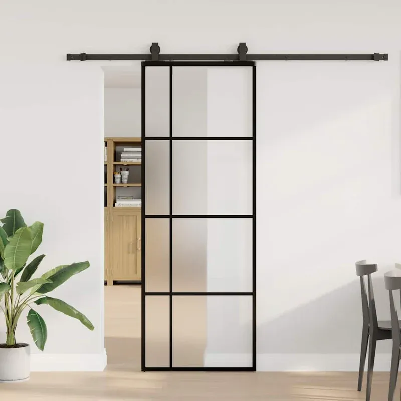 Utolsó esély vidaXL fekete ESG üveg tolóajtó fémszerelvény-szettel 76x205 cm