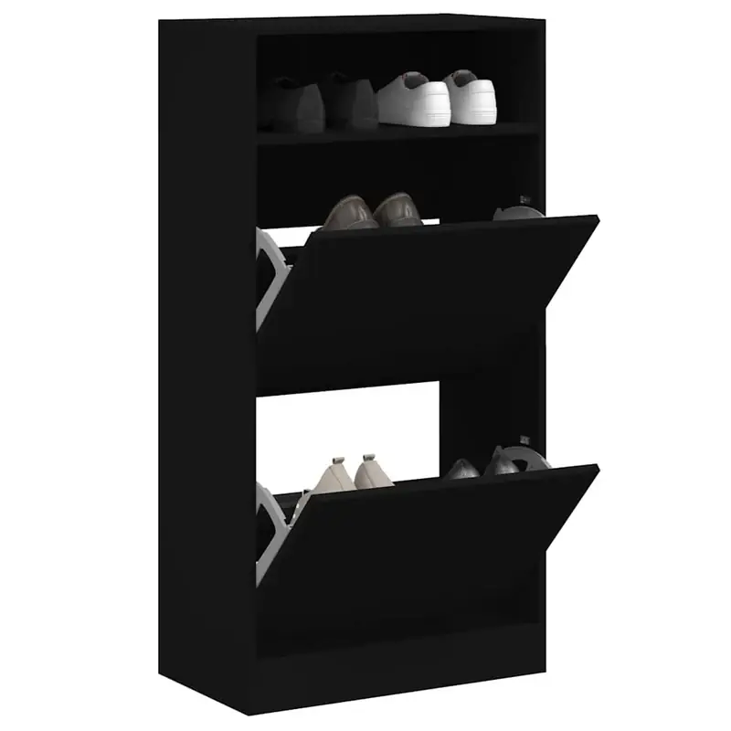 Biztonságos vásárlás vidaXL fekete szerelt fa cipőszekrény 60x34x116 cm
