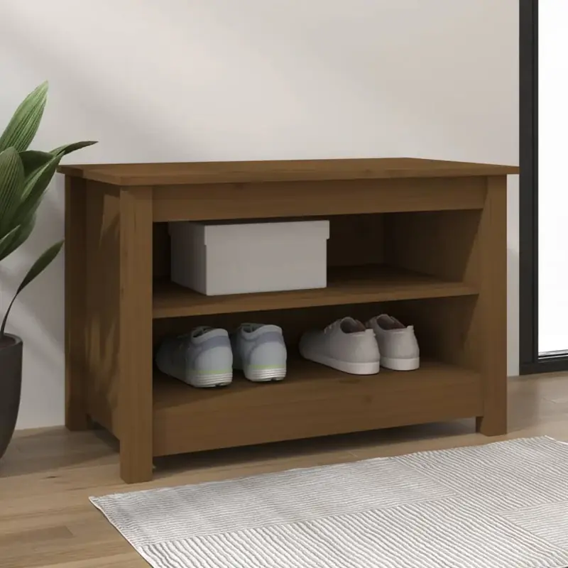 Biztonságos fizetés vidaXL mézbarna tömör fenyőfa cipőtároló pad 70x38x45,5 cm
