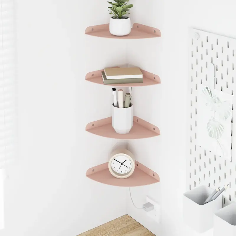 vidaXL Lebegő polc polcokkal tárolóval 4 pcs Rózsaszín 18 x 18 x 2 cm Olcsóbb