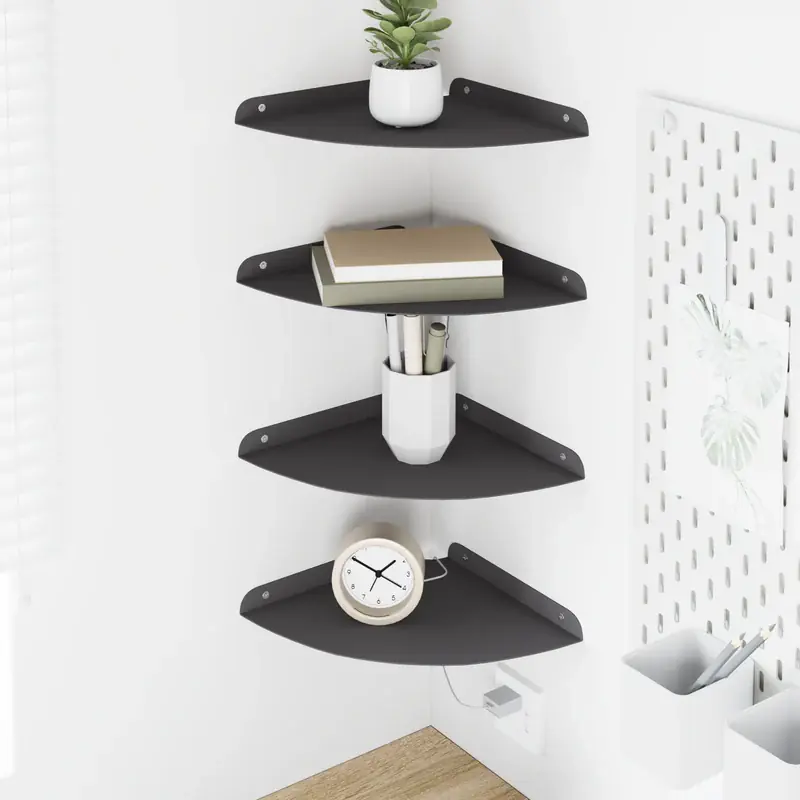 Árcsökkenés vidaXL Lebegő polc polcokkal tárolóval 4 pcs Fekete 24 x 24 x 2 cm