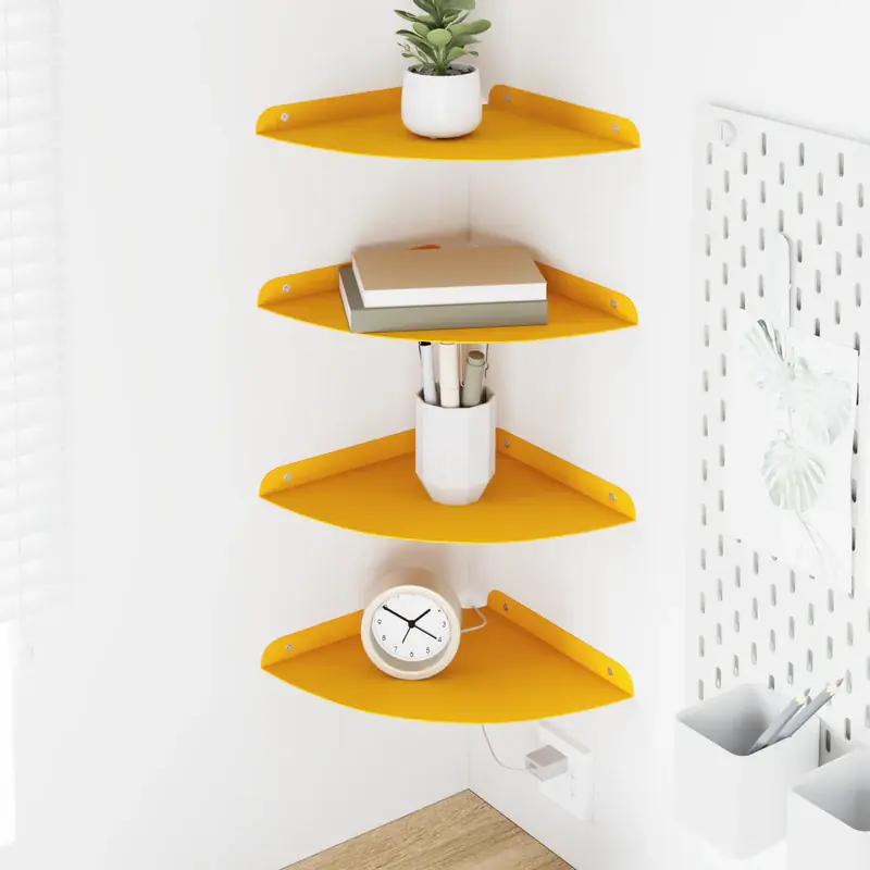 Outlet vidaXL Lebegő polc polcokkal 4 pcs Mustár sárga 24 x 24 x 2 cm