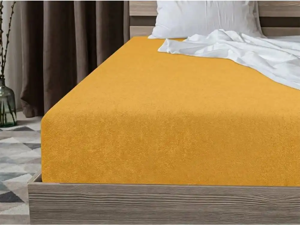 Akciós ár PREMIUM frottír gumis lepedő sárga-narancs 90x200 cm
