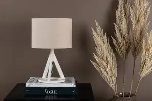 deLOHN Kona Asztali lámpa, Polyester Linen, Fehér Azonnali szállítás