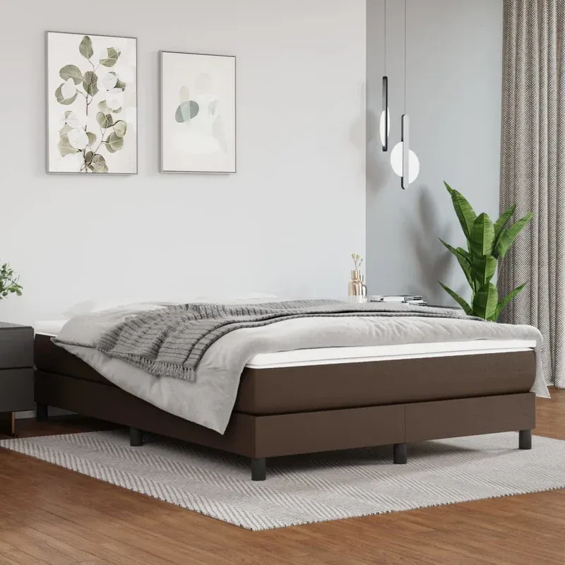 Ajánlat vidaXL barna műbőr rugós ágykeret 140x200 cm