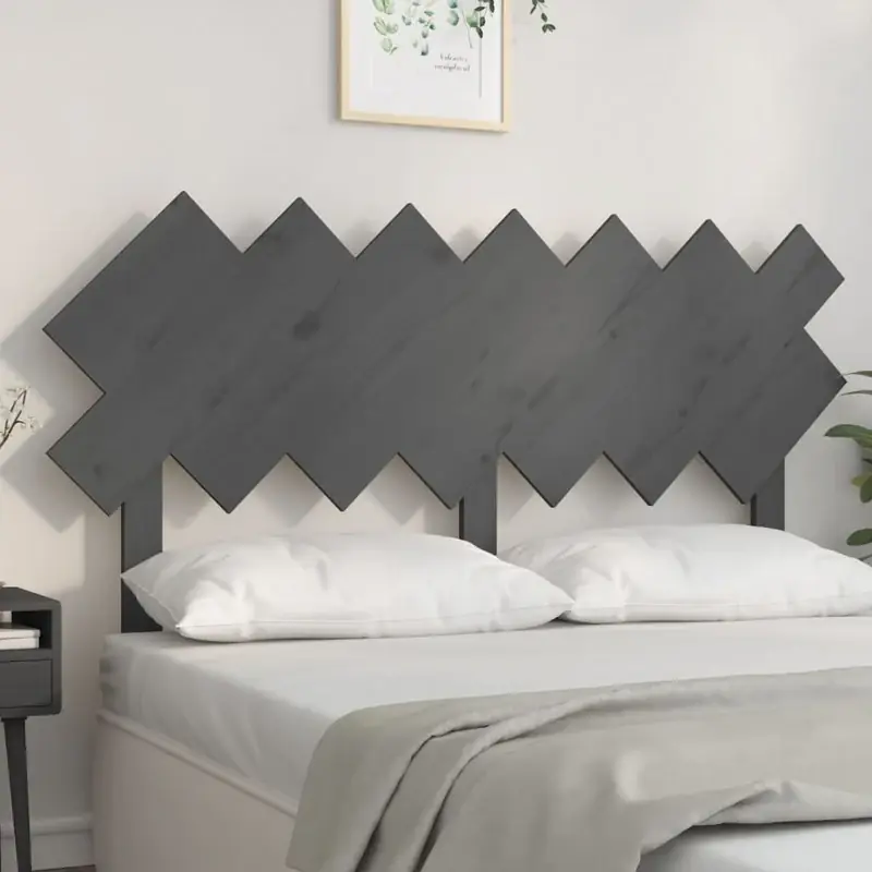 Kedvezmény vidaXL szürke tömör fenyőfa ágyfejtámla 141x3x80,5 cm