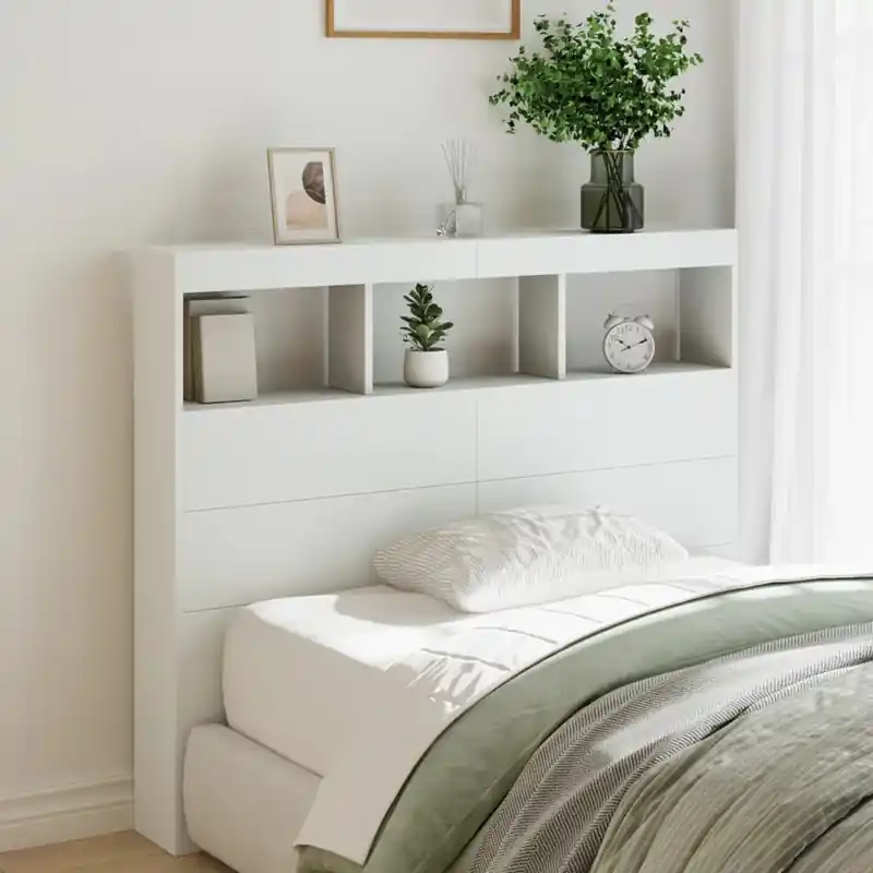 vidaXL fehér áthidalószekrény LED-világítással 120 x 17 x 102 cm Szuper akció