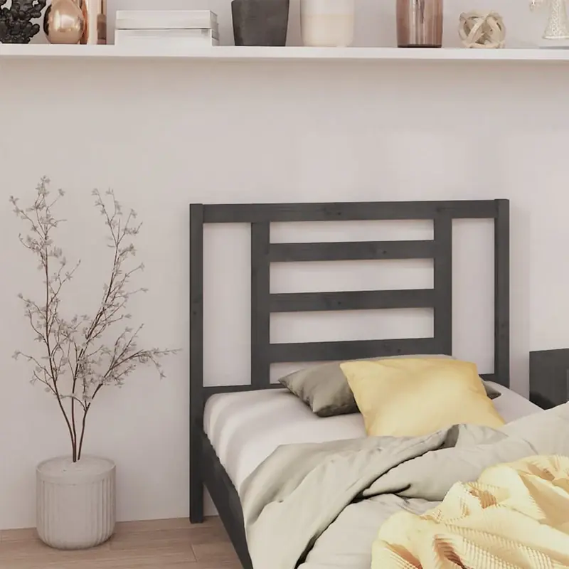 Vedd meg most vidaXL szürke tömör fenyőfa ágyfejtámla 96 x 4 x 100 cm