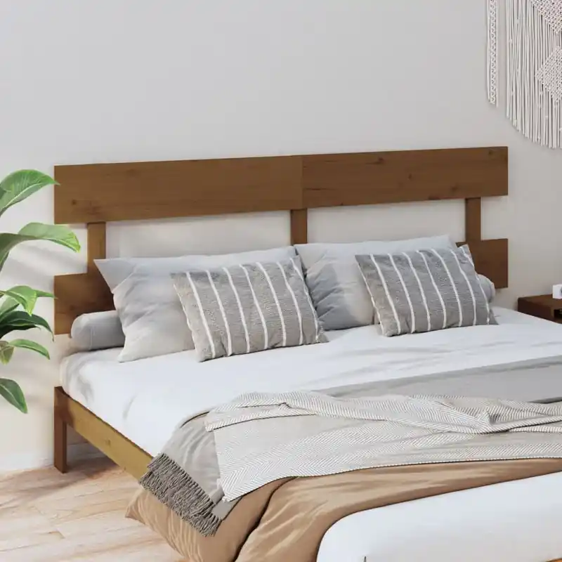 vidaXL mézbarna tömör fenyőfa ágyfejtámla 204x3x81 cm Gyors kiszállítás