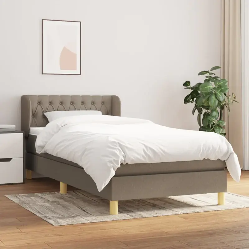 Legkelendőbb vidaXL tópszínű szövet rugós ágy matraccal 90 x 200 cm