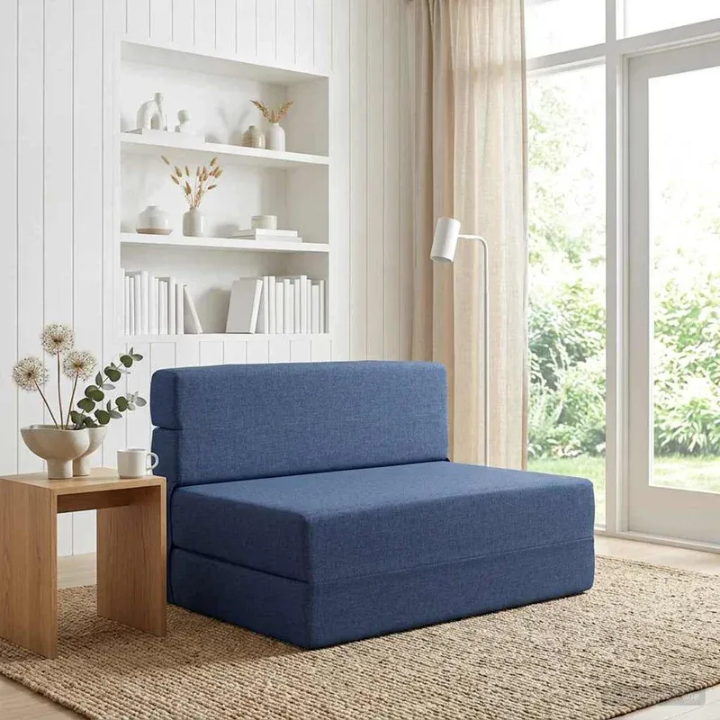 vidaXL Összecsukható kanapéágy Kék 70 x 72 x 60 cm Szövet Kedvezmény