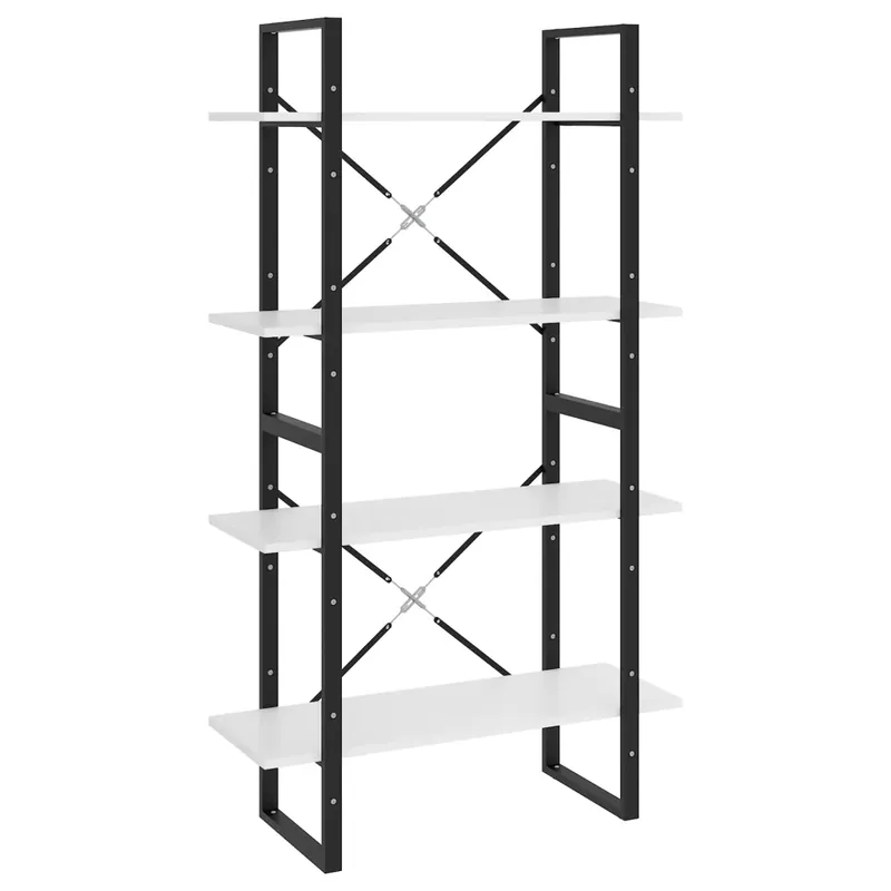 Vedd meg online négyszintes fehér forgácslap könyvszekrény 80 x 30 x 140 cm