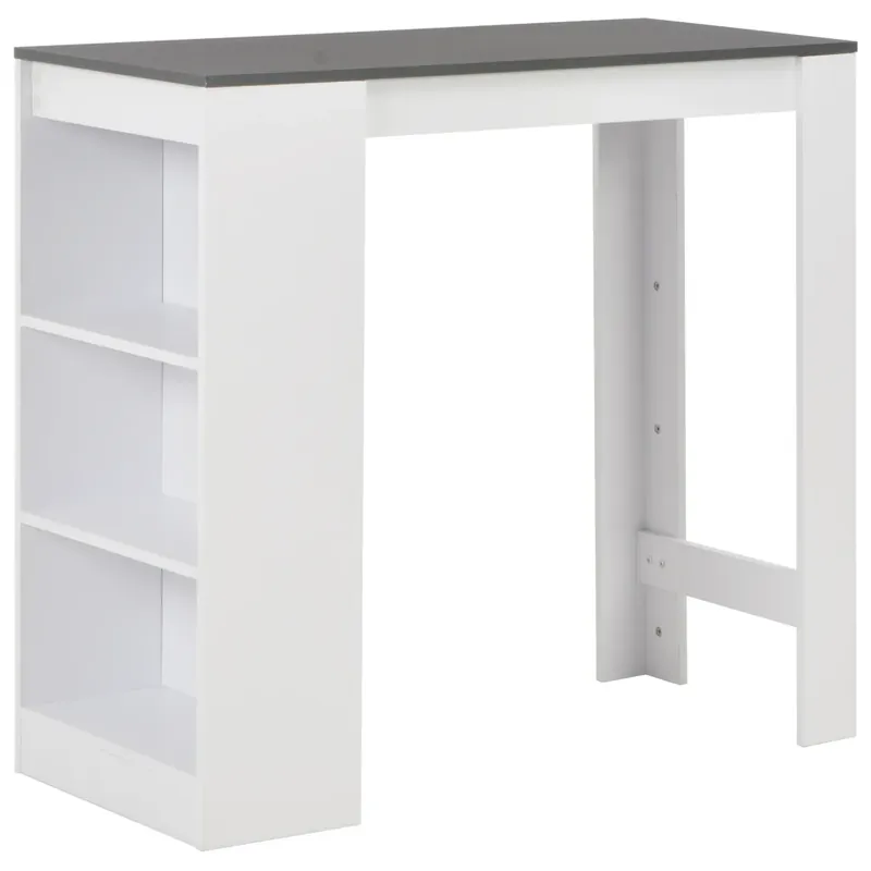 Outlet fehér bárasztal polccal 110 x 50 x 103 cm