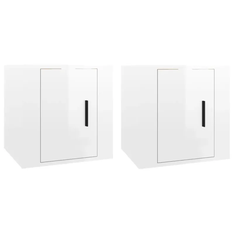 Korlátozott ajánlat 2 db magasfényű fehér fali TV-szekrény 40 x 34,5 x 40 cm