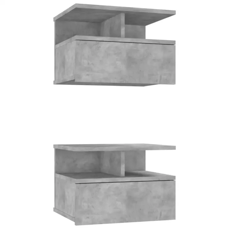 2 db betonszürke forgácslap úszó éjjeliszekrény 40 x 31 x 27 cm Szuper ajánlat