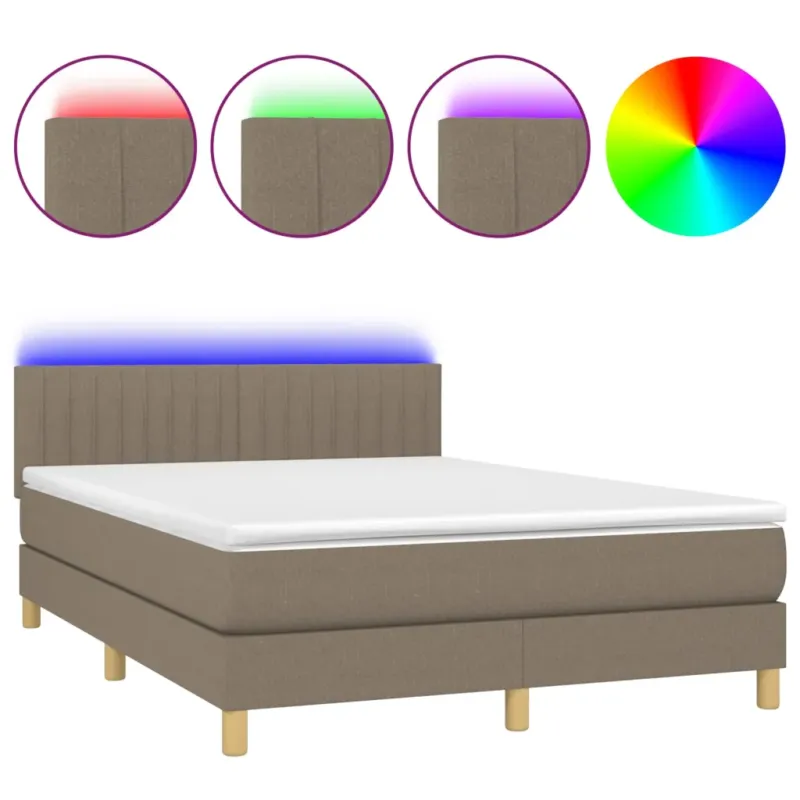 Gyors szállítás tópszínű szövet rugós és LED-es ágy matraccal 140x190cm