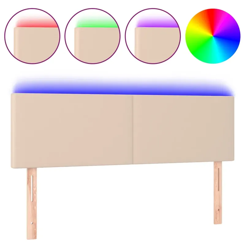 cappuccino színű műbőr LED-es fejtámla 144 x 5 x 78/88 cm Alacsony ár