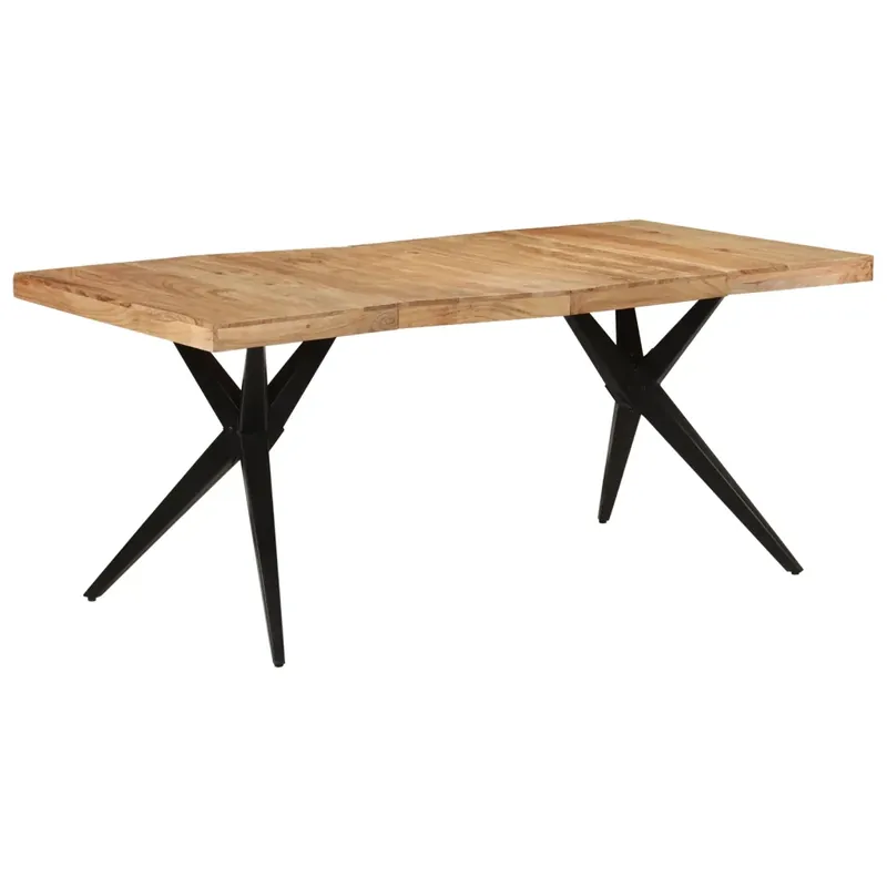 Újdonság fekete tömör akácfa étkezőasztal 180 x 90 x 77 cm