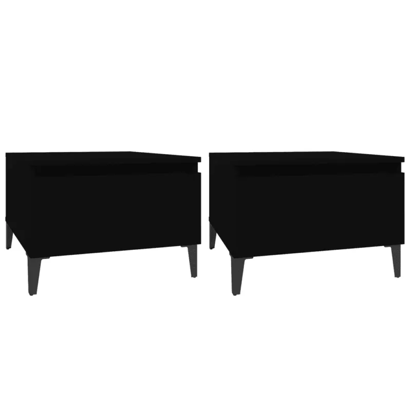 2 db fekete színű szerelt fa kisasztal 50 x 46 x 35 cm Prémium