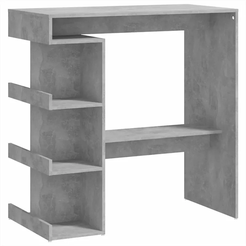 Expressz kézbesítés betonszürke forgácslap bárasztal tárolópolccal 100x50x101,5 cm