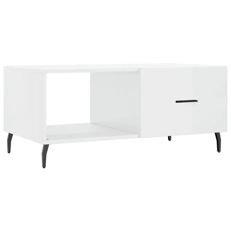 Biztonságos fizetés magasfényű fehér szerelt fa dohányzóasztal 90 x 50 x 40 cm