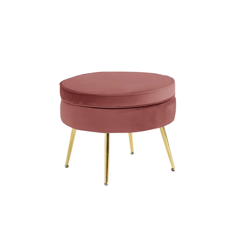 Luxus zsámoly/puff, rózsaszín Velvet szövet/króm arany, Art-deco, NOBLIN TYP 1 Szuper akció